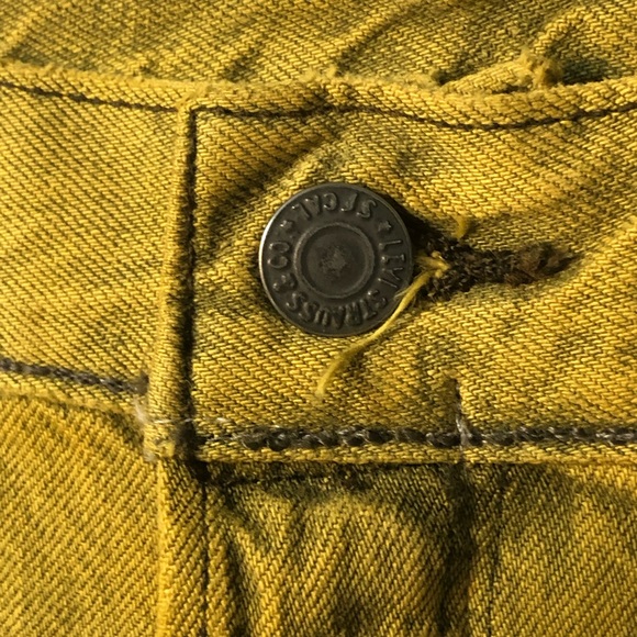 Levi’s Retro Color Washed 501 CT (Customized Tapered) Yellow Jeans Mens 40x24 - Picture 12 of 13